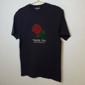 NEW- MARKET-thank you have a nice day rhinestone T-shirt- black-size small